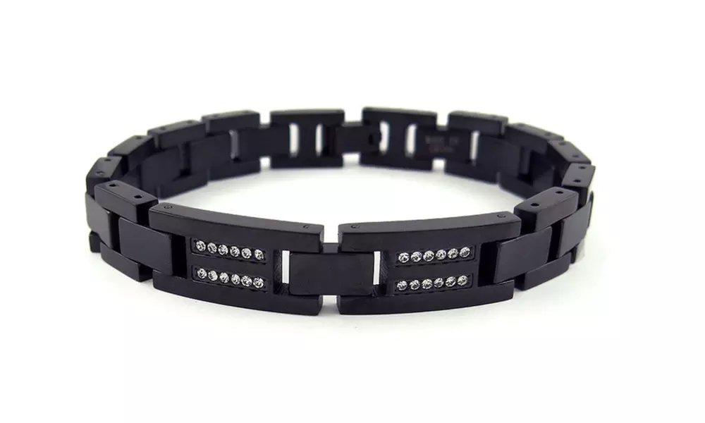Mens Black Rhodium Plated Pave Bracelet