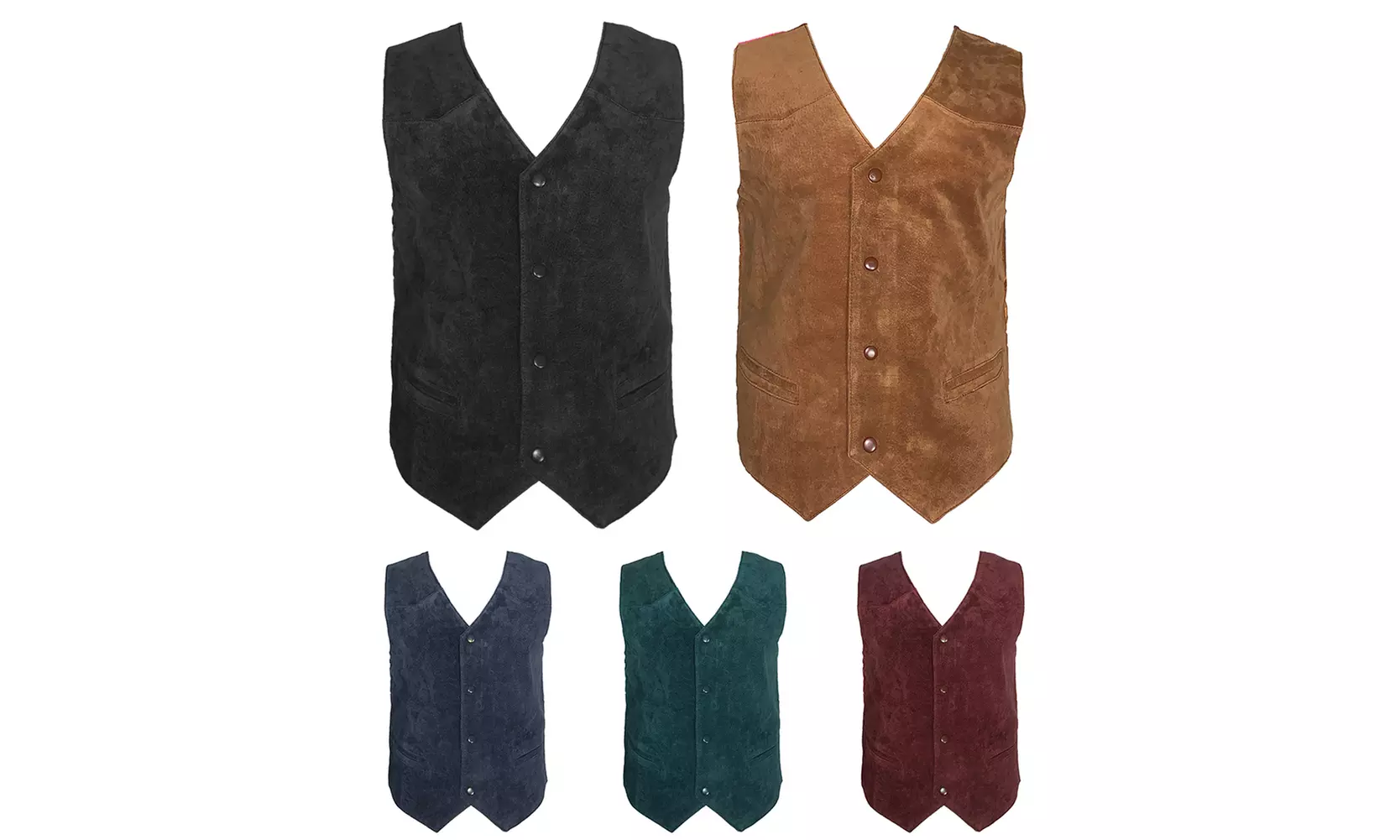 Men's Vest Soft Suede 4 Snap Closure Front Pockets Casual Western Sleeveless Top - Primary Image