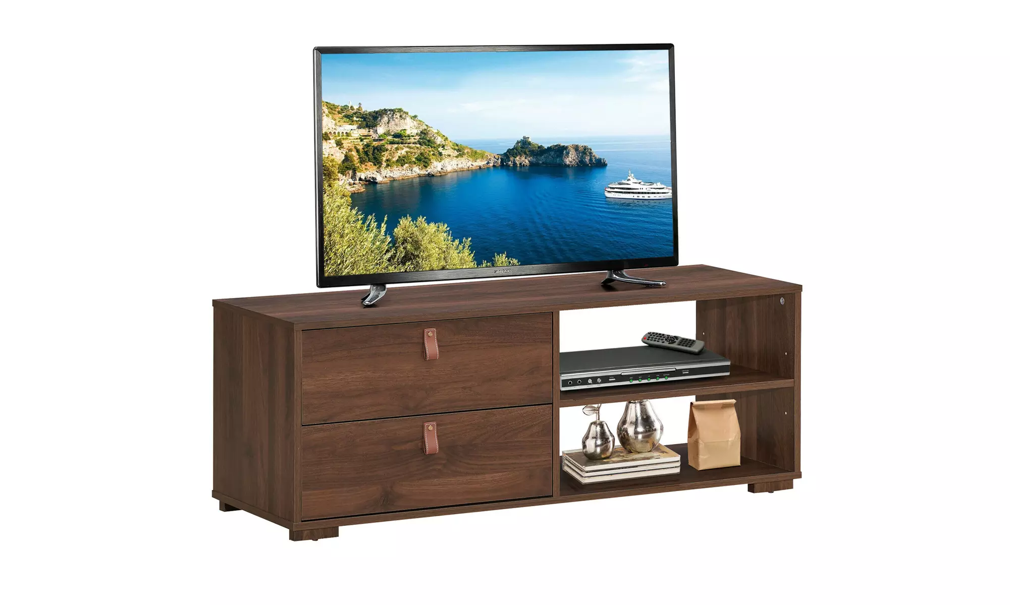 Costway TV Stand Entertainment Media Center Console for TV up to 55 Walnut - Primary Image