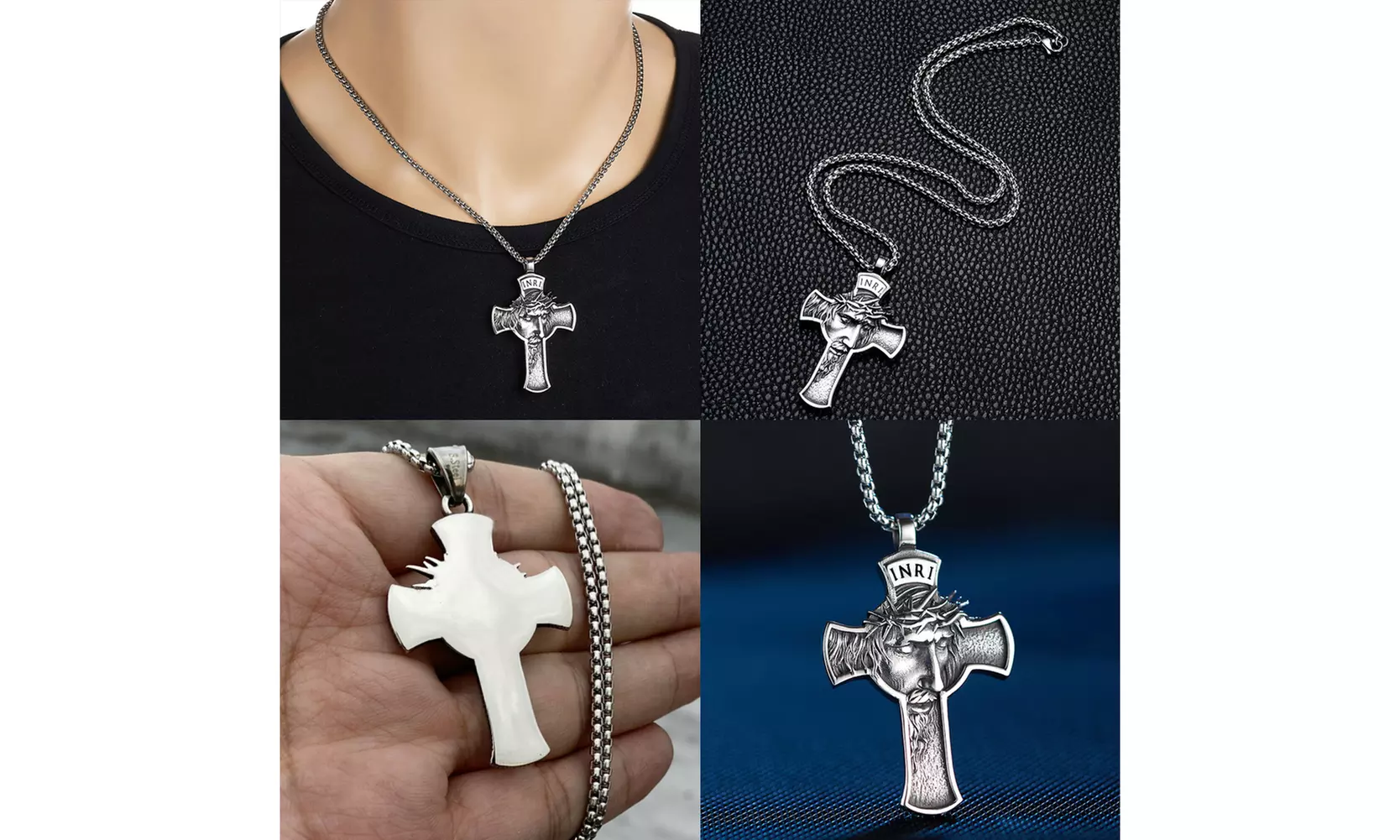 US 1-2 Pack Stainless Steel Necklace Jesus Crucifix Cross Mens Celtic Orthodox
