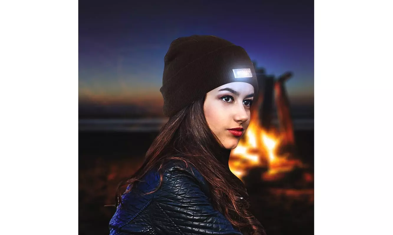 Soft and Warm Beanie Hat with Headlamp - LED Light Built-in - Primary Image
