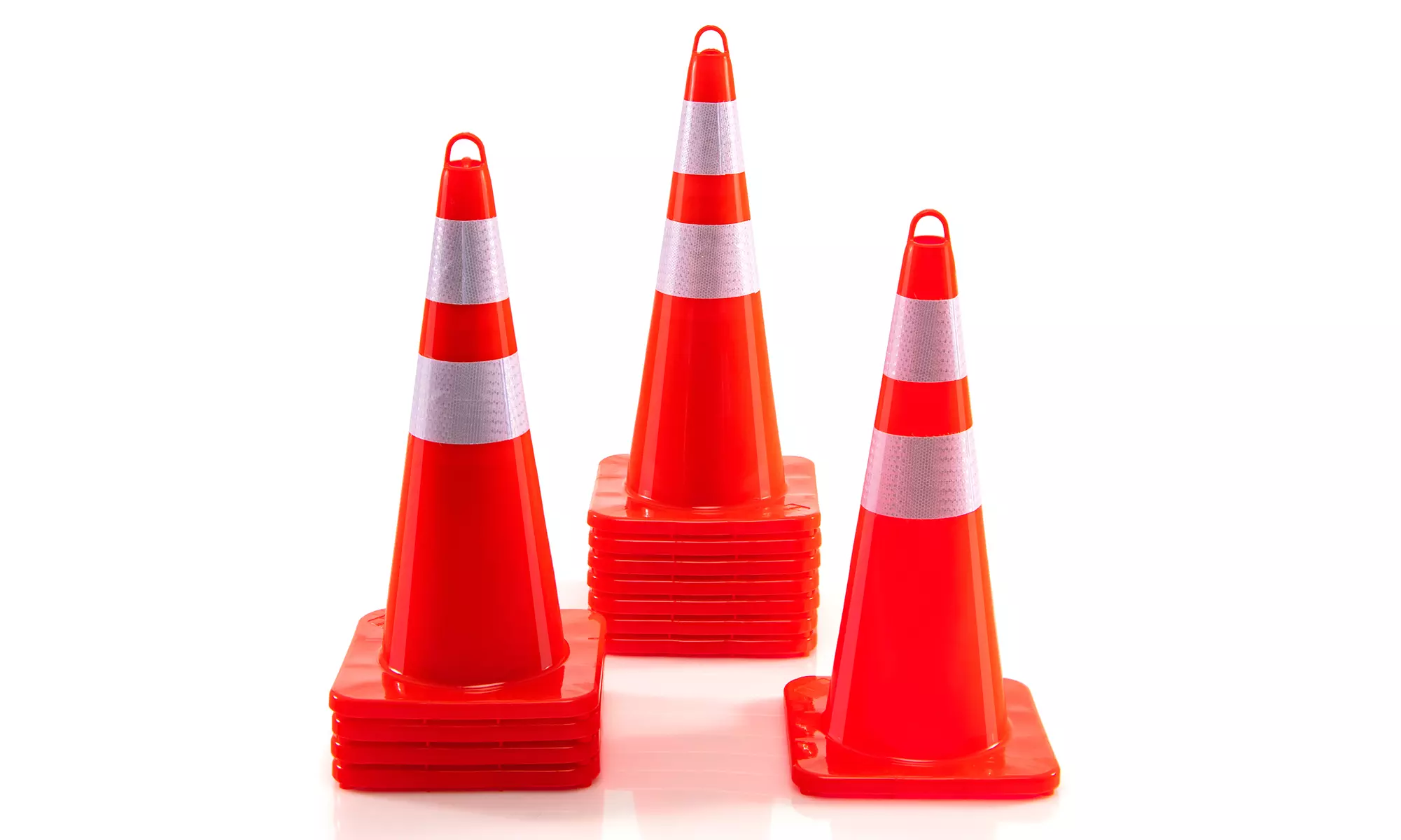 Costway 12 Pack Traffic Safety Cones PVC Orange Cones Reflective Collar Handle - Primary Image