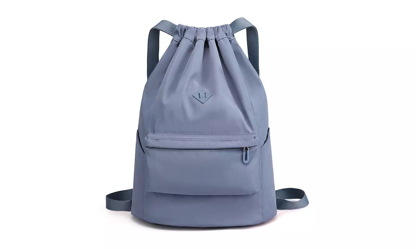 Water Resistant Drawstring Backpack Sports Gym Sack with Side Pocket