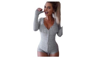 Lady Sexy V Neck Long Sleeve Romper Playsuit Jumpsuit Tops Shirt