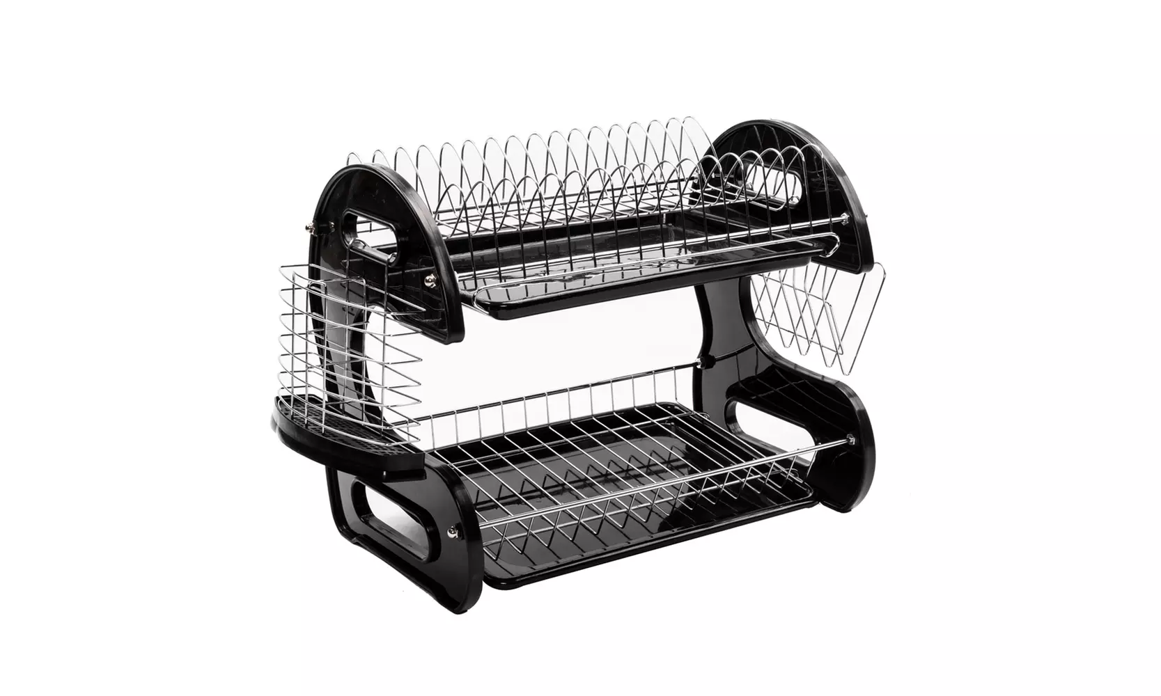 2-Tier Stainless Steel & Plastic Dish Drainer Drying Rack Set - Primary Image