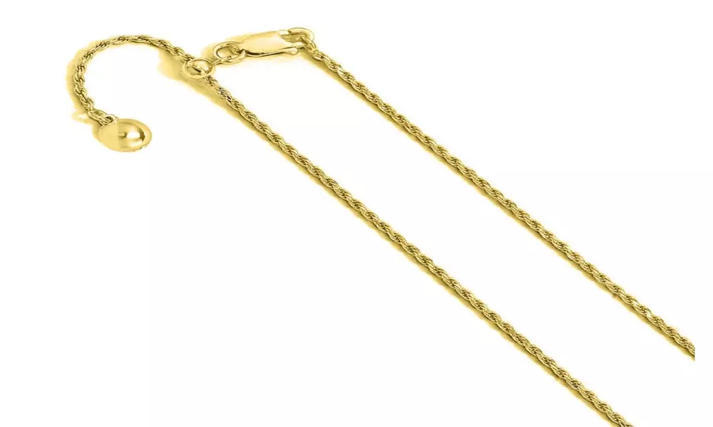 Italian Made Sterling Silver 16 - 24 Inch Adjustable Rope Chain - Second Medium