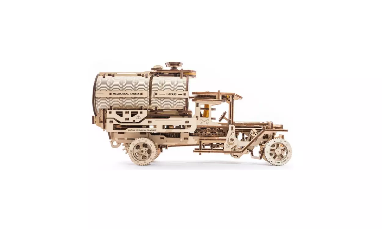 UGears DIY Truck with Tanker Mechanical Model 3D Wooden Puzzle Kit - Primary Image