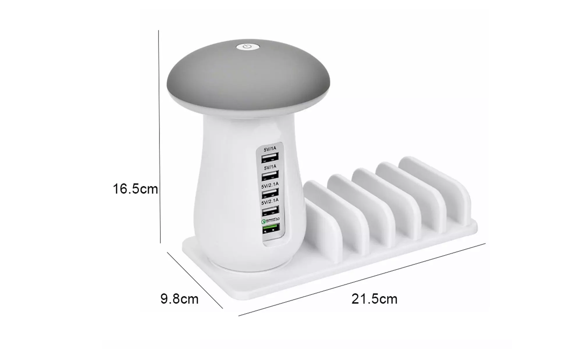 Zummy LED Mushroom Light Lamp 5 Powered USB Stand Charging Docking Station 