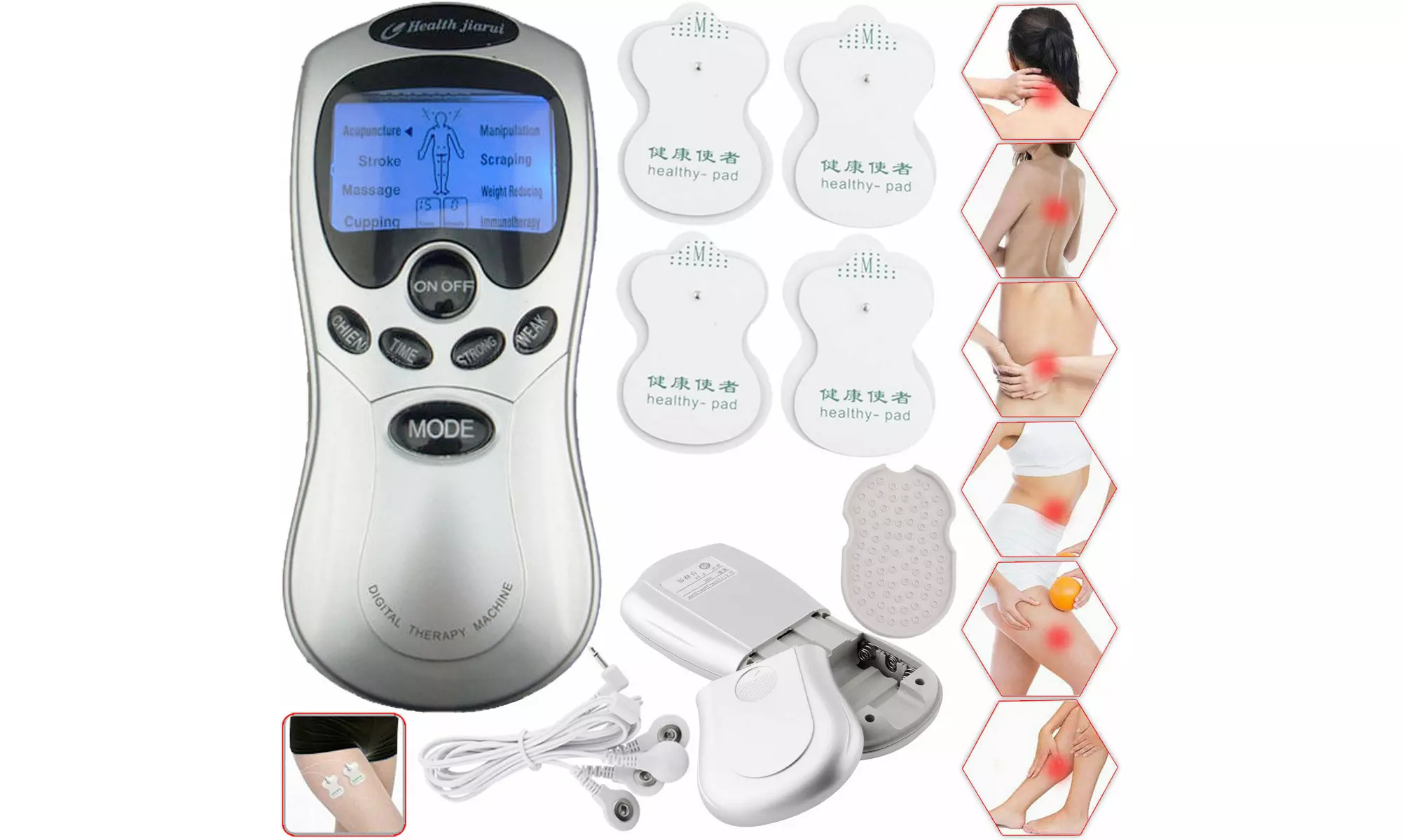 TENS Unit Tens Massager Digital Therapy Acupuncture Pads Machine Pain Relief New - Primary Image