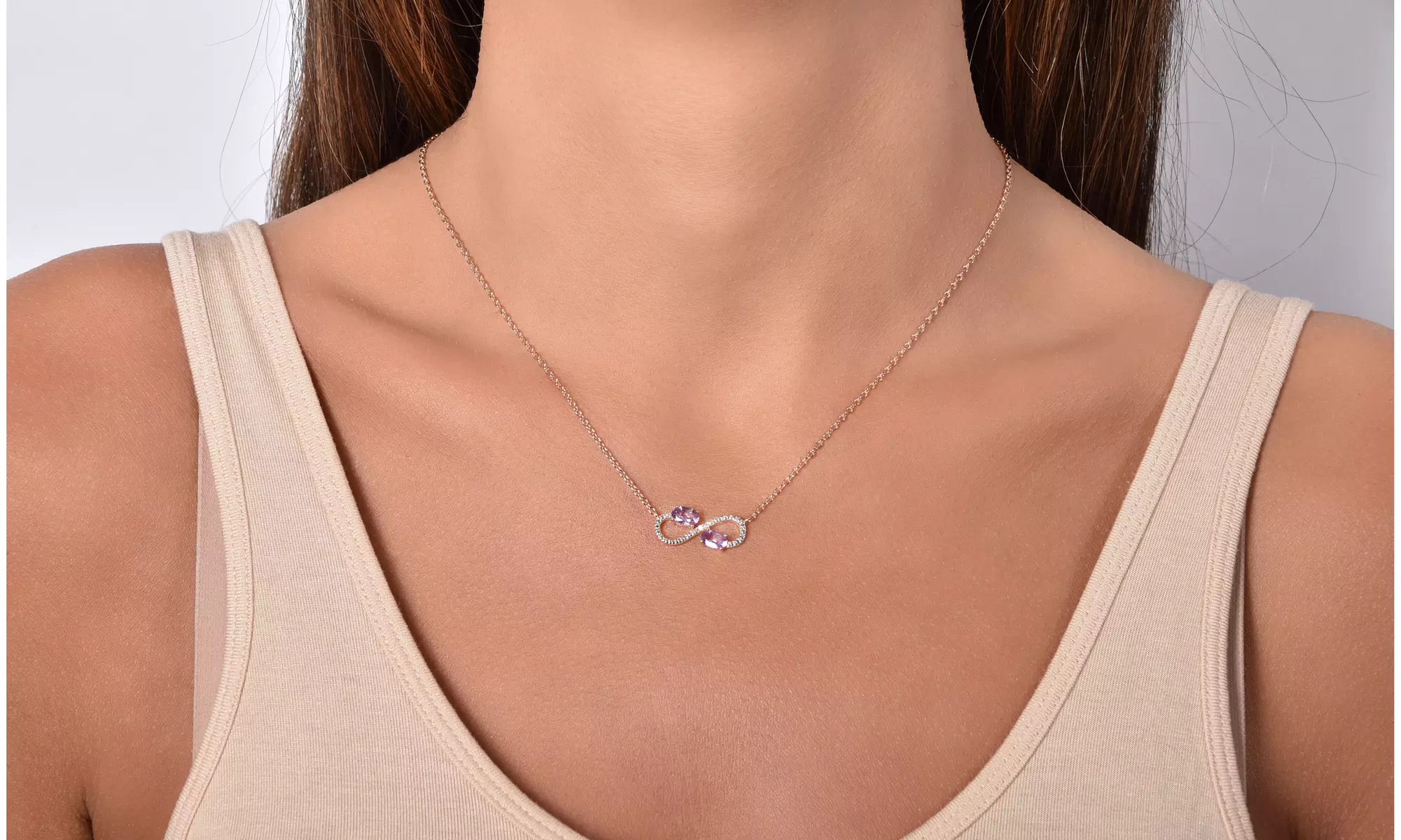 Genuine Gemstone Infinity Pendant Necklace  - Second Medium