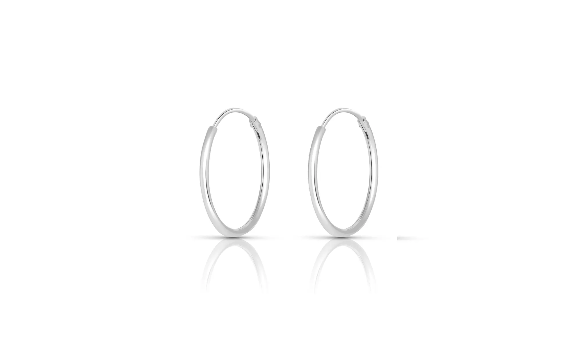 Sleek Endless Hoop Earrings in Solid Sterling Silver 