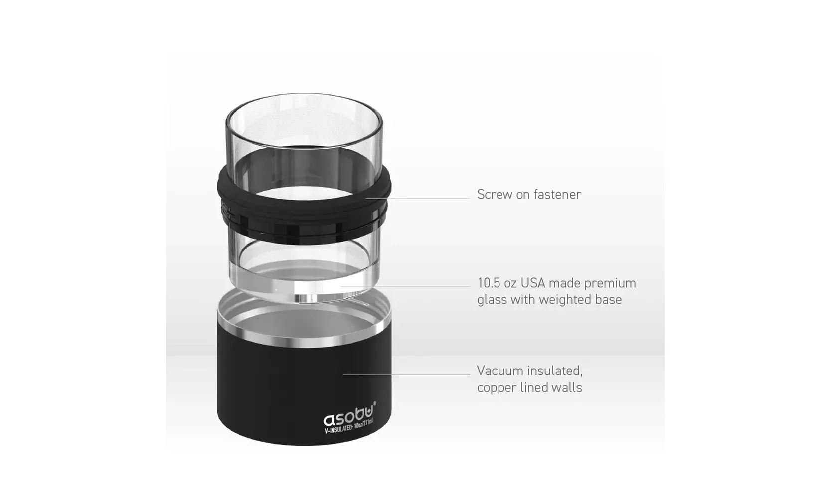 Asobu Whiskey Glass On-The-Rocks with Insulated Stainless Steel Sleeve