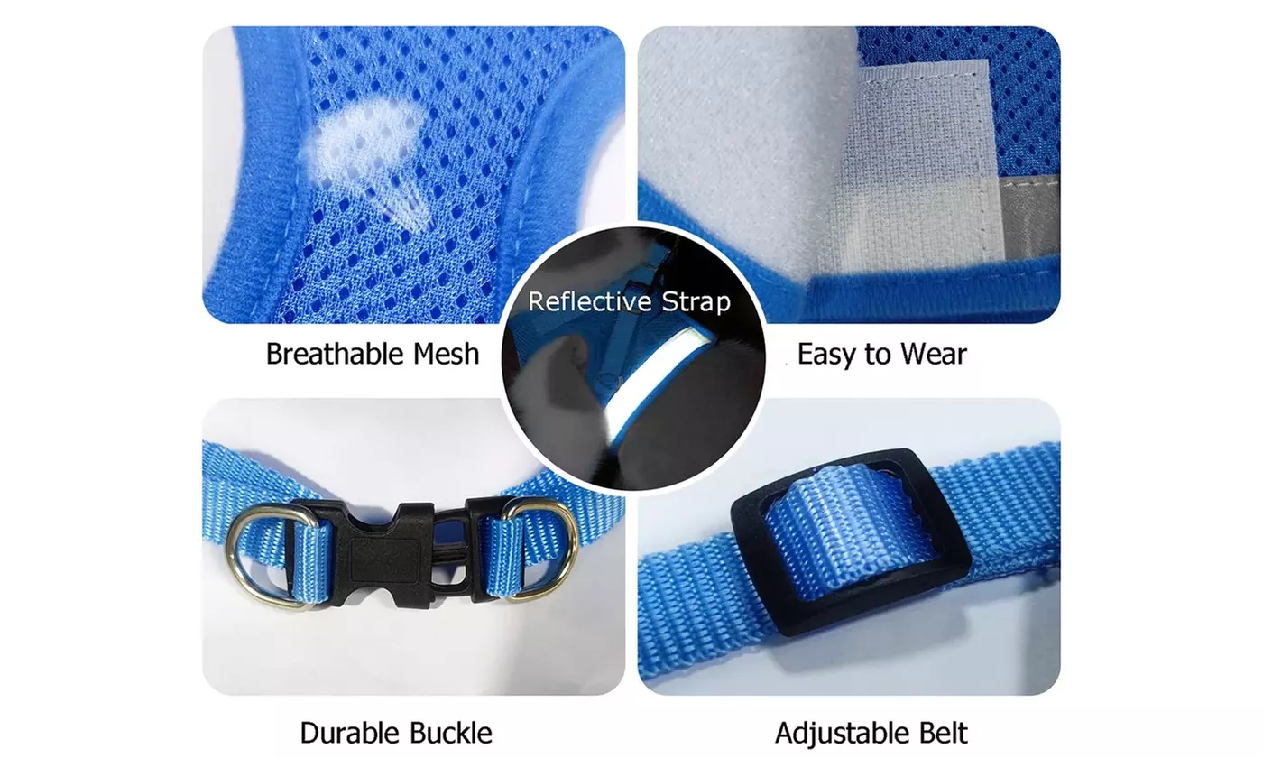 Two Pieces Pet Dog Puppy No-Pull Reflective Harness with Leash