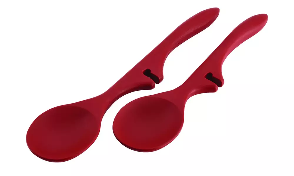 Rachael Ray Cucina Tools 2-Piece Lazy Solid Spoon Set, Cranberry Red - Primary Image