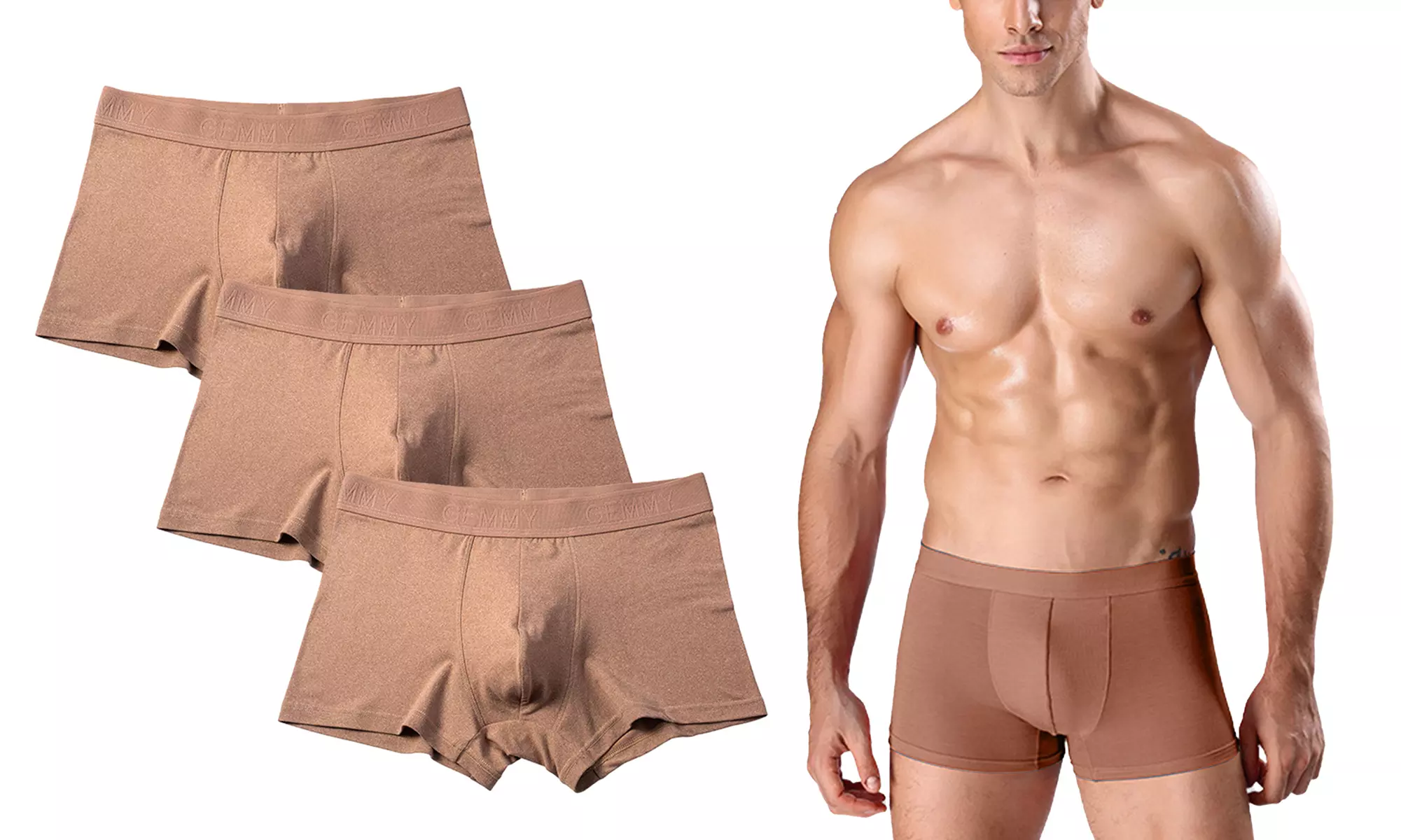 3 Pcs Mens Boxer Briefs Cotton Stretch Briefs Breathable No Fly Underwear Kit - Primary Image