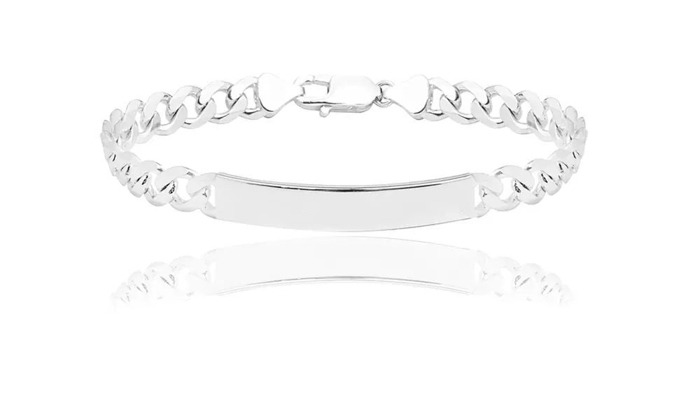 Italian Heavy Link ID Bracelets in Solid Sterling Silver  - Primary Image