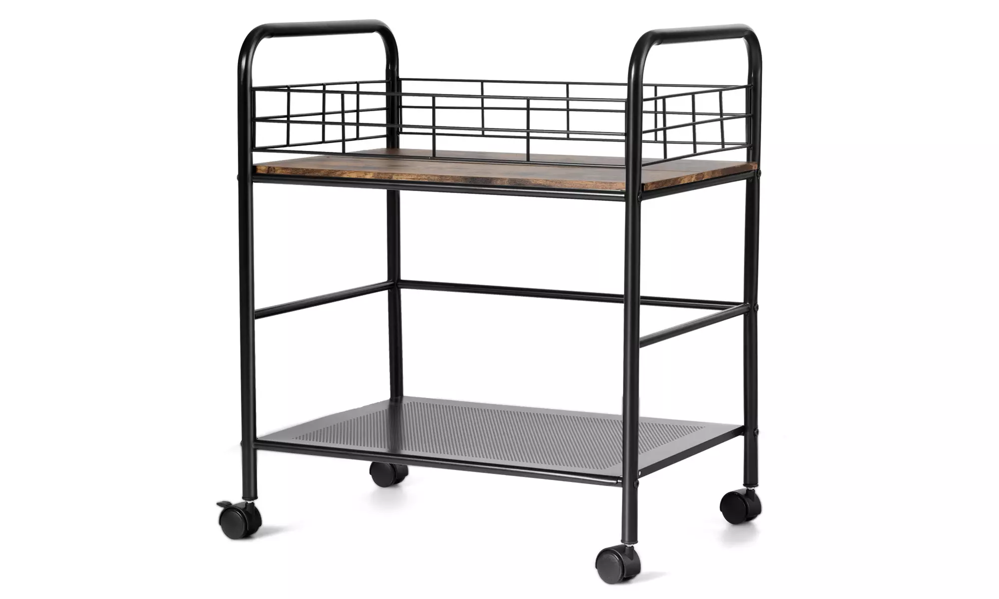 Costway 2-Tier Storage Rolling Cart Trolley W/Lockable Wheels Organizer - Primary Image