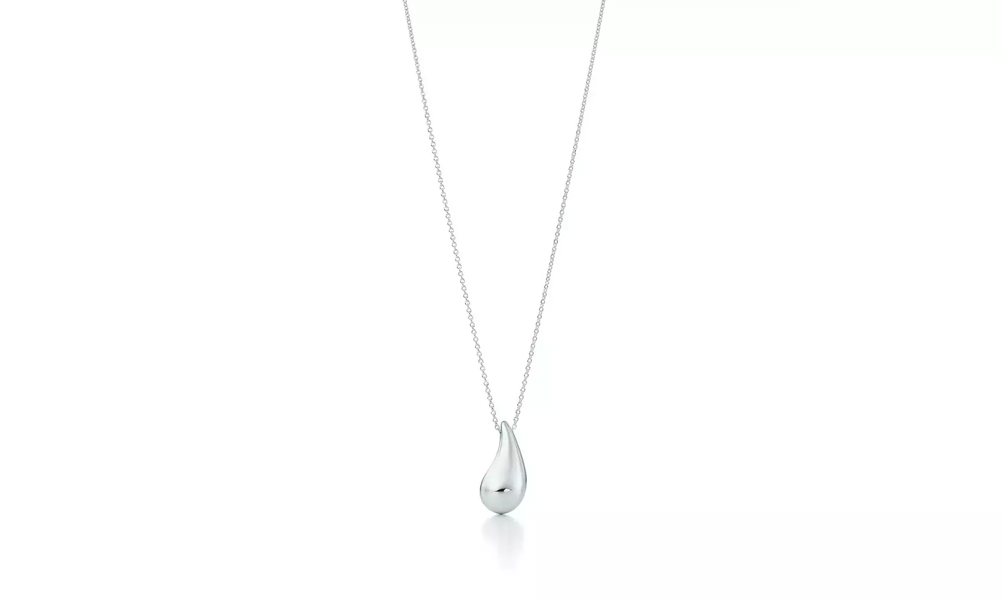 Italian Made 925 Sterling Silver Teardrop Pendant Necklace Chain 18 Inch