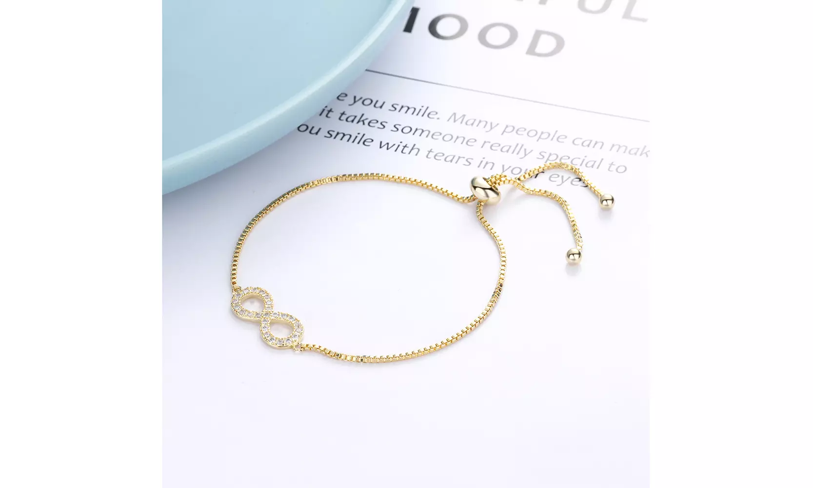 Infinity Pendant Box Chain Tennis Bracelet with crystals from Swarovski