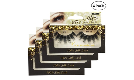 4 PACKS Miss Lashes 3D Volume Tapered False Eyelash Extension Na MS01 Black