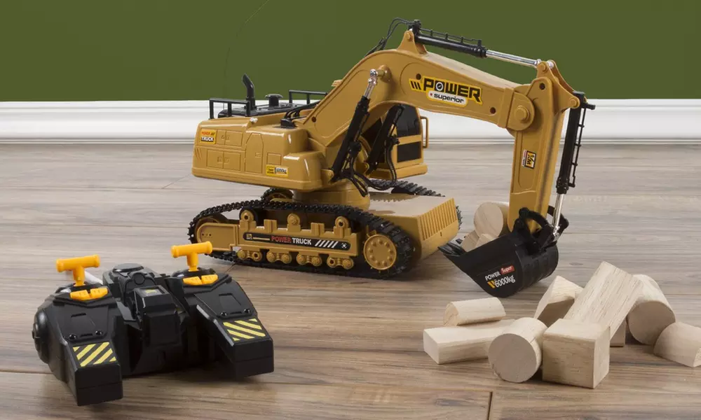 Remote Control Tractor Excavator Construction Toy w/ Movable Claw by Hey! Play! - Second Medium