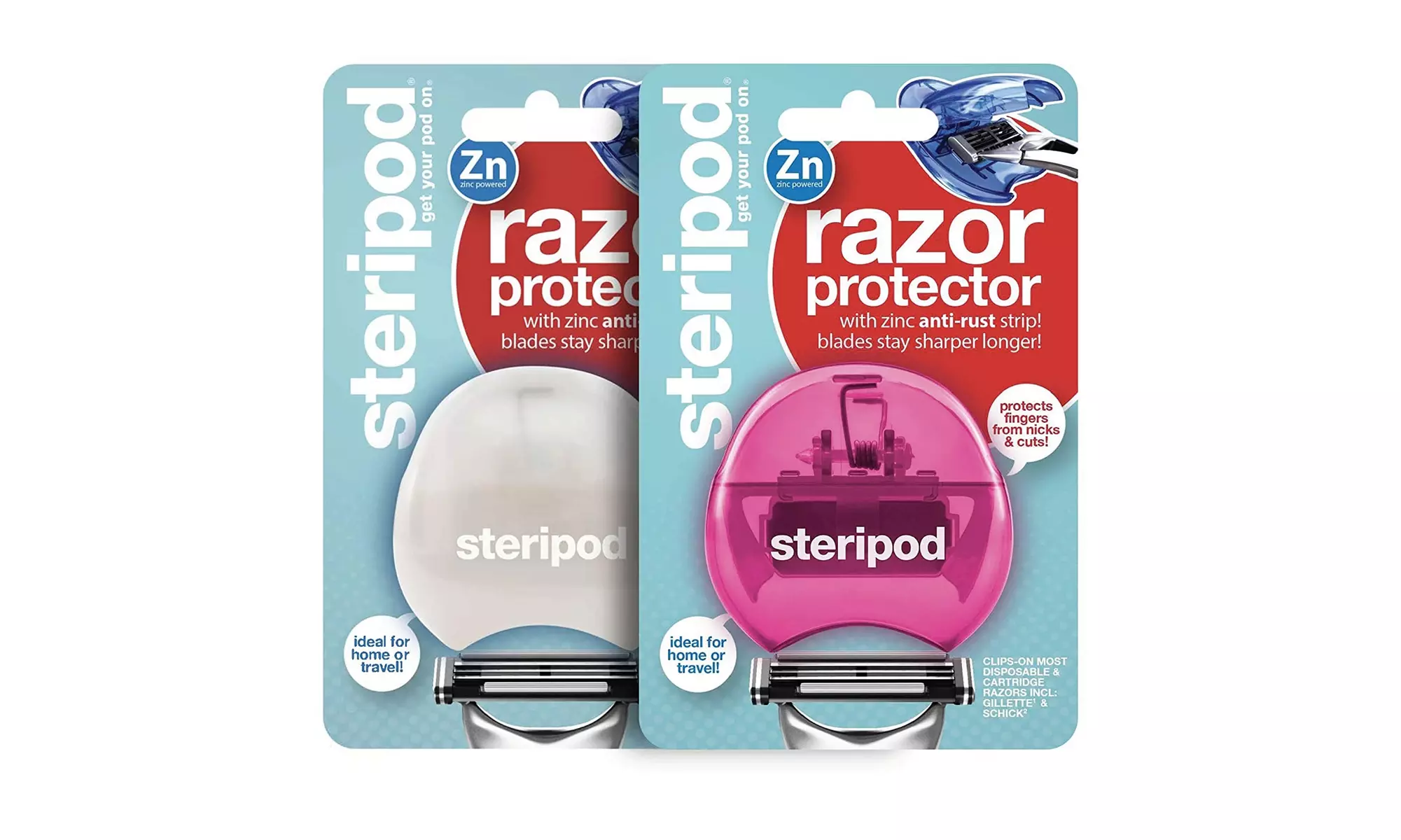 Steripod Razorpod - Clip-On Razor Protector 2-Pack (Pink & Pearl White) - Primary Image