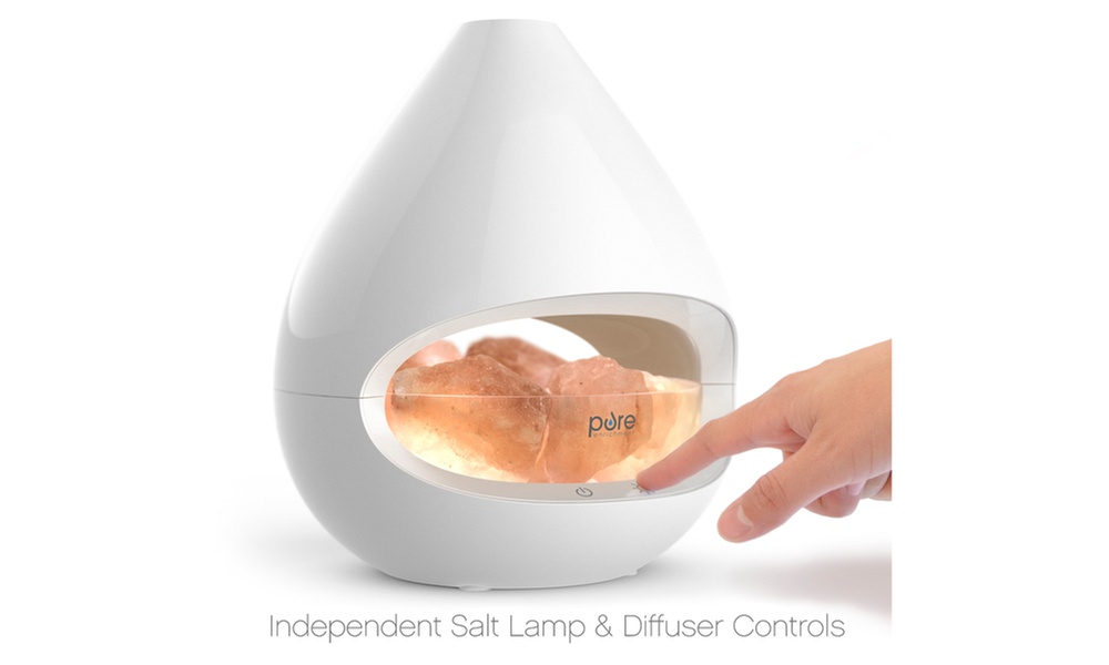 PureGlow Crystal Himalayan Salt Lamp & Ultrasonic Essential Oil Diffuser