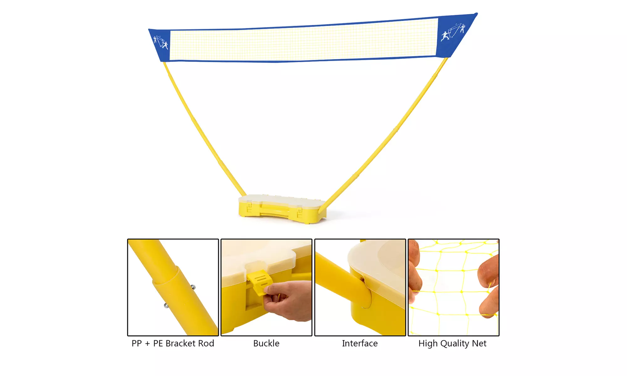 Costway Portable Badminton Set Folding Tennis Volleyball Net Stands Case - Second Medium