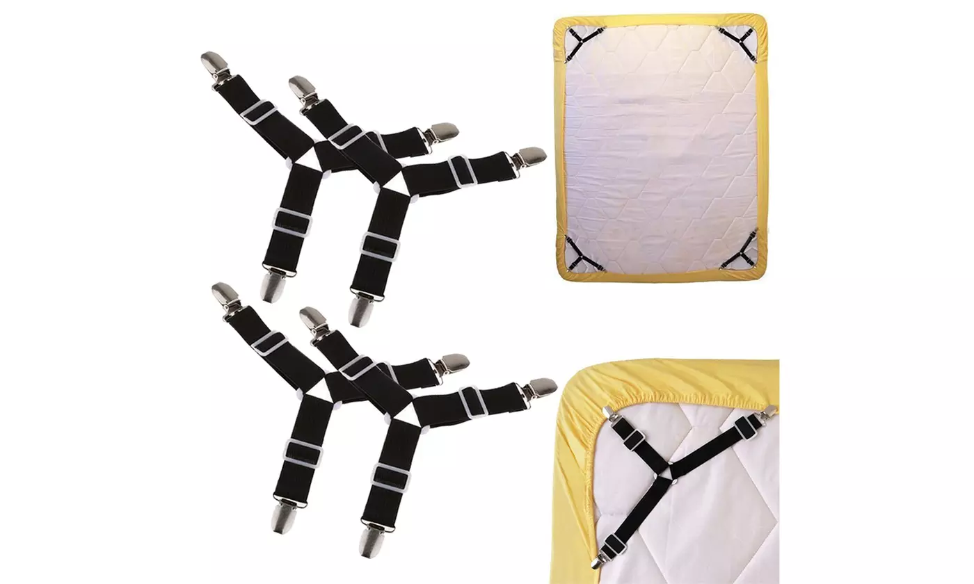 4pcs Triangle Bed Sheet Mattress Holder Fastener Grippers Clips Straps Suspender