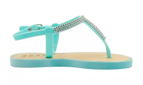 Sara Z Girls Vegan Thong Sandal with Rhinestones Embellishment - Second Medium