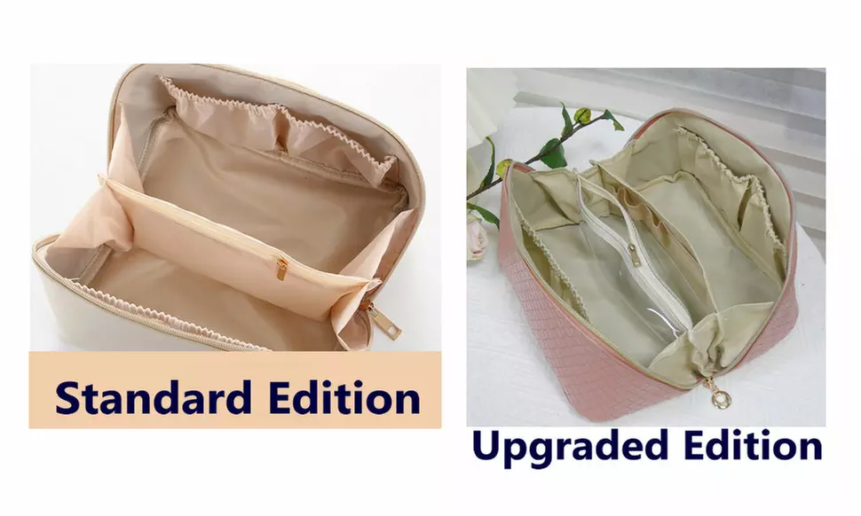 Large Capacity Lay Flat Makeup Bag Travel Cosmetic Bag Multifunctional Storage
