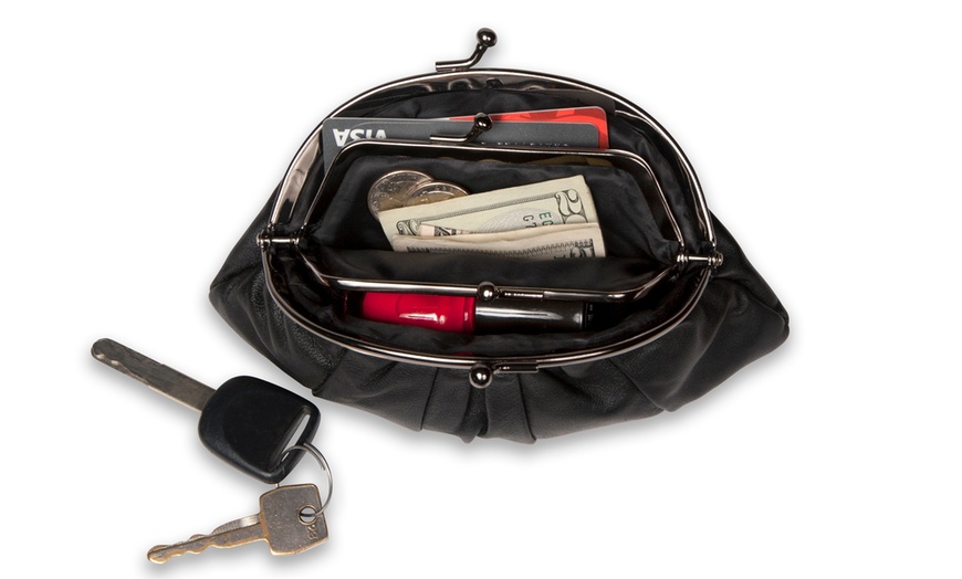 Image 2: Luscious Leather Double-frame Clutch Coin Purse