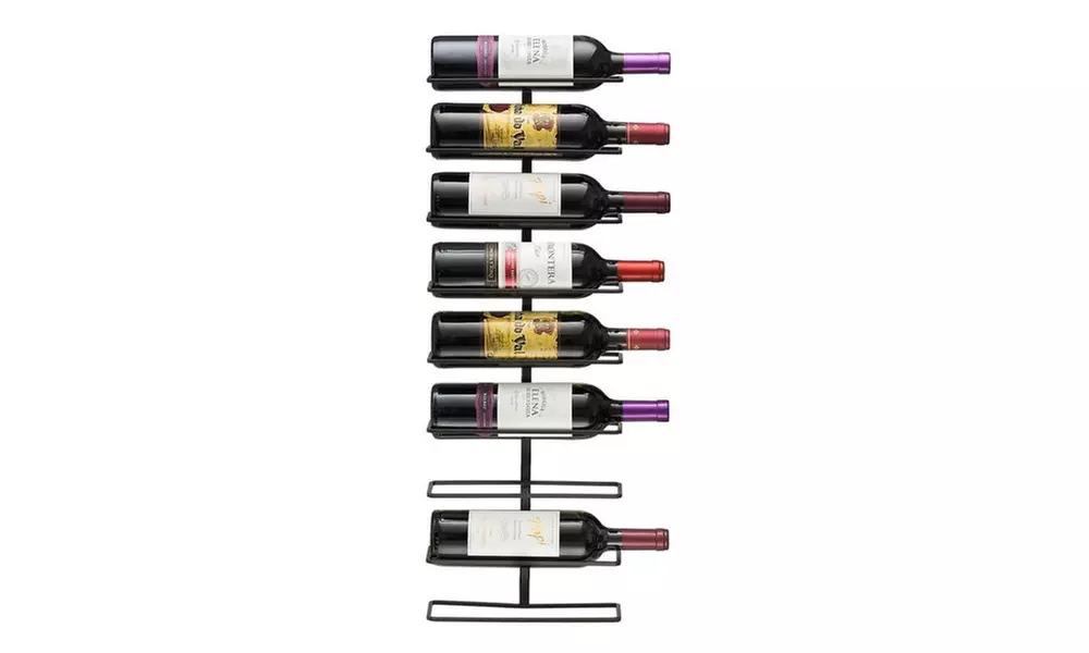 9-Bottle Wall Mounted Wine Rack - Wine Bottle Storage Rack Organizer Holder - Primary Image