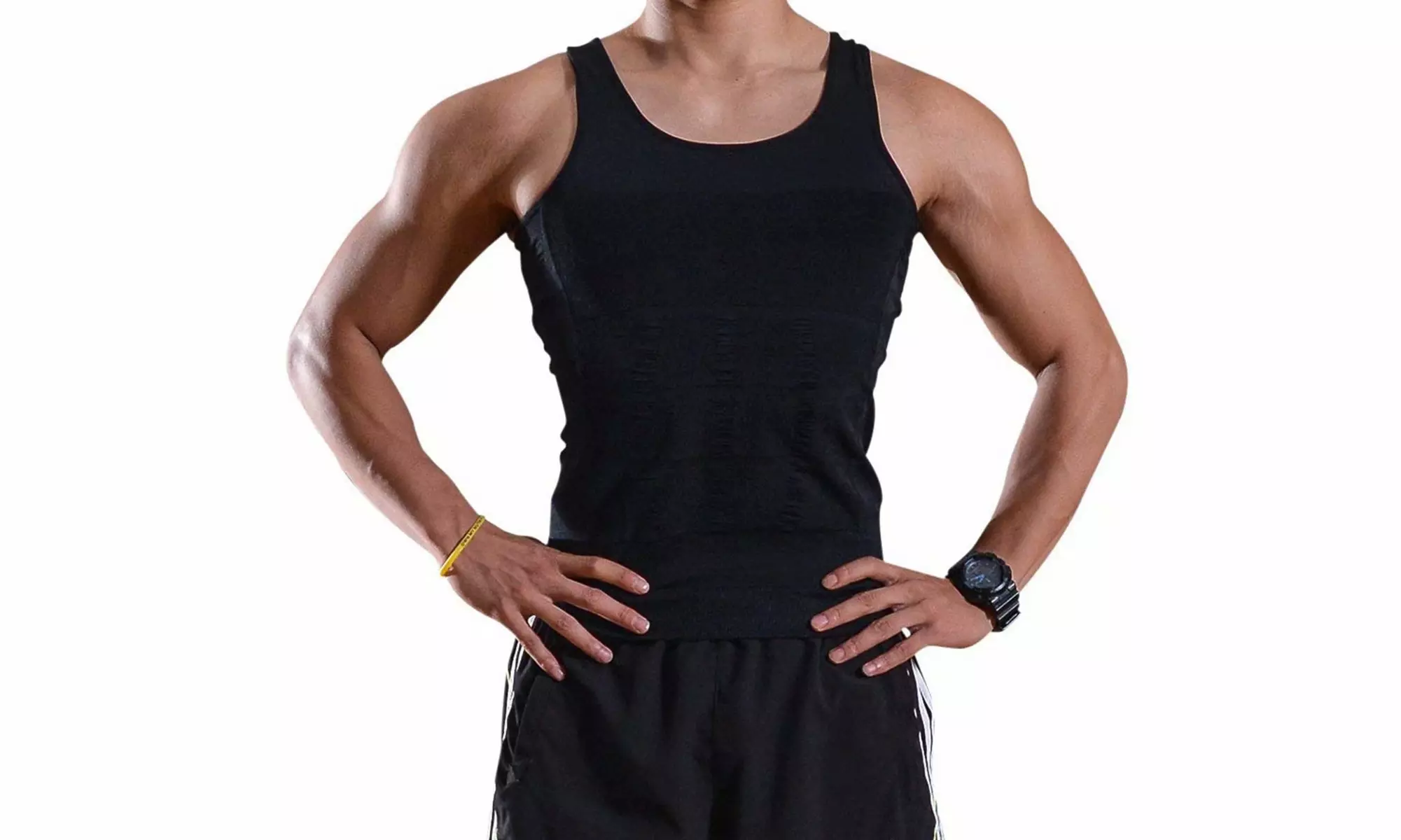 Mens Body Shaper Black Slimming Shirt Tummy Waist Vest Slim Compression Tank