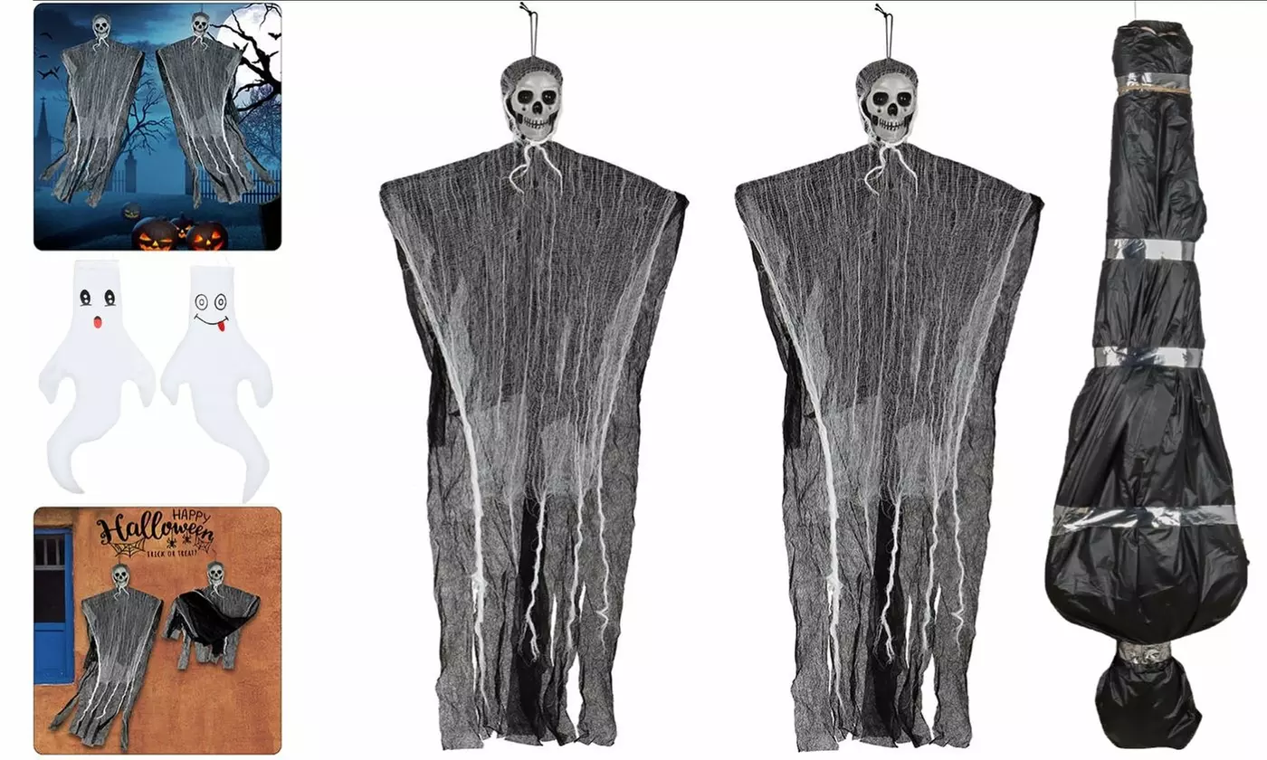 Halloween Outdoor Yard Décor, Hanging Scary Skull Face, Ghost, or Fake Corpse
