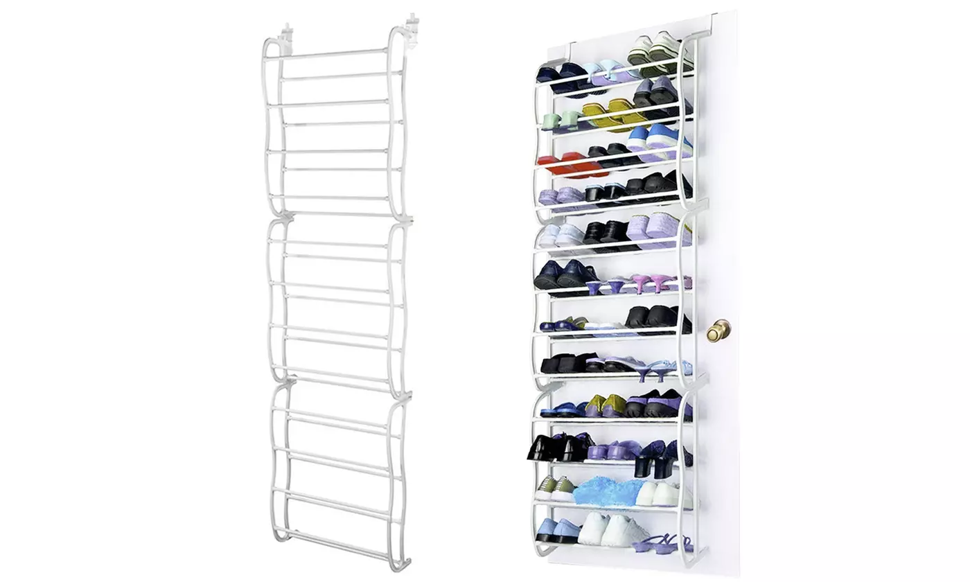 iMounTEK 12-Tier 36 Pair Over-The-Door Wall Hanging Shoe Rack Organizer
