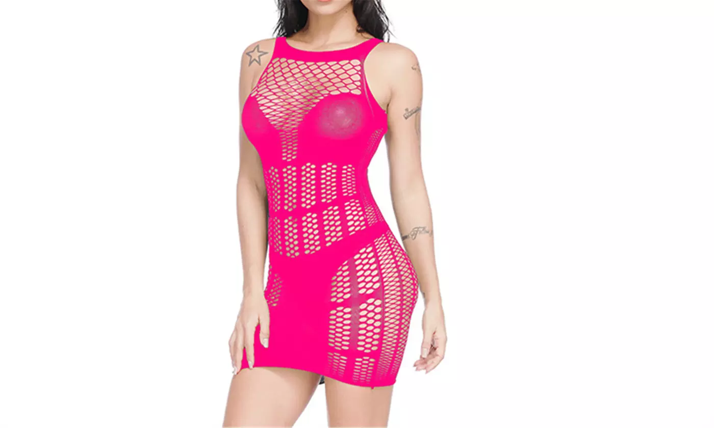 LESIES Womens Lingerie Sexy Fishnet See Through Mesh Babydoll