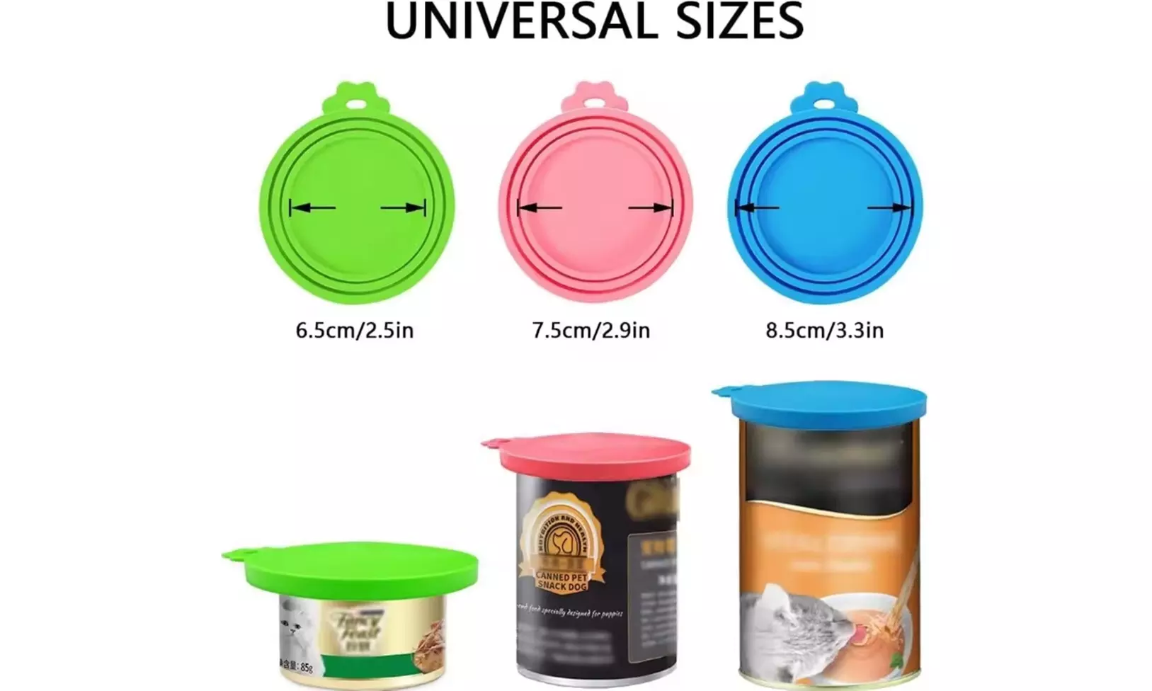 4 Ps Pet Food Can Cover Set w Spoon-Silicone Can Lids for Dog & Cat Food Storage
