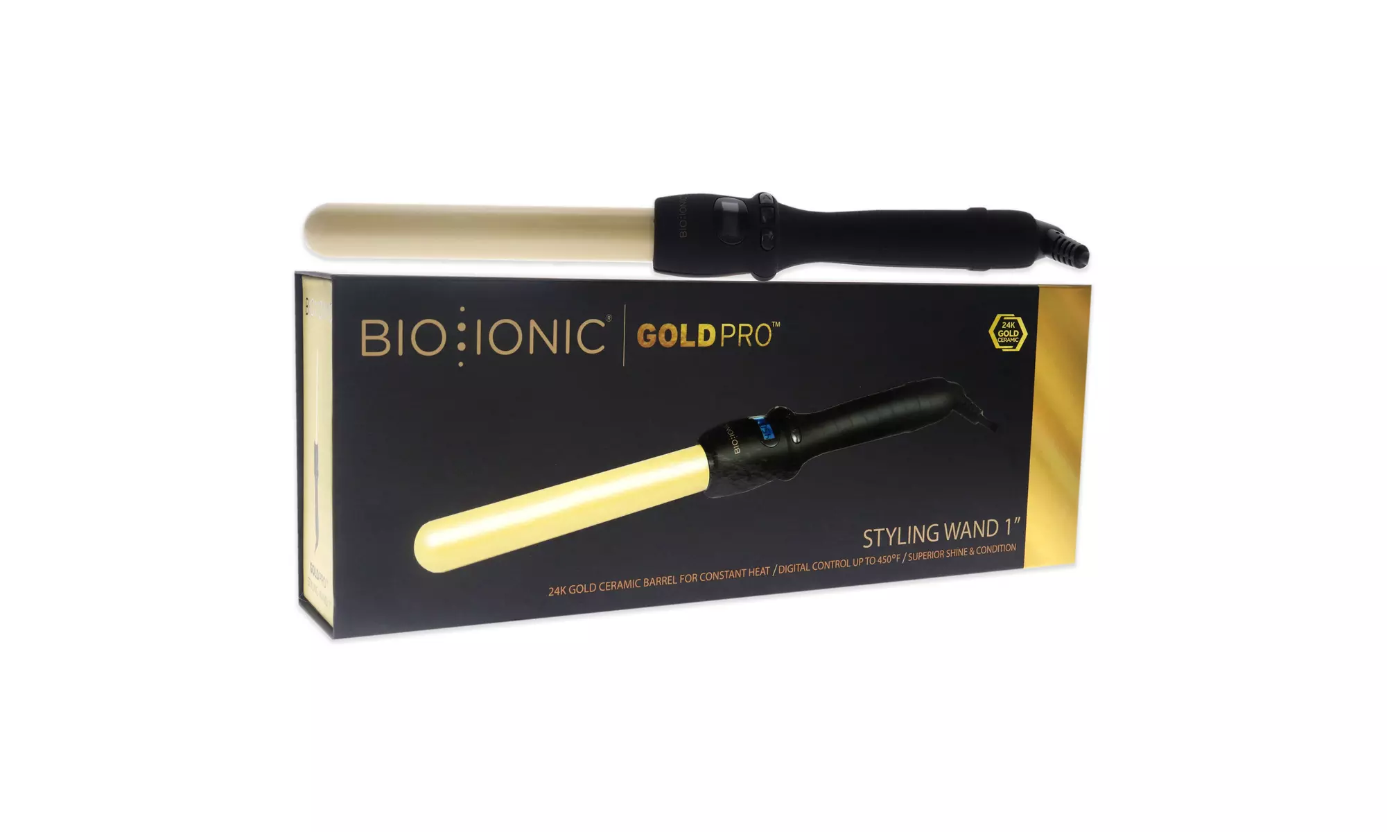 Bio Ionic Gold Pro Styling Wand - Z-GPT-CW-1.0 For Women 1 Inch Curling Iron - Second Medium