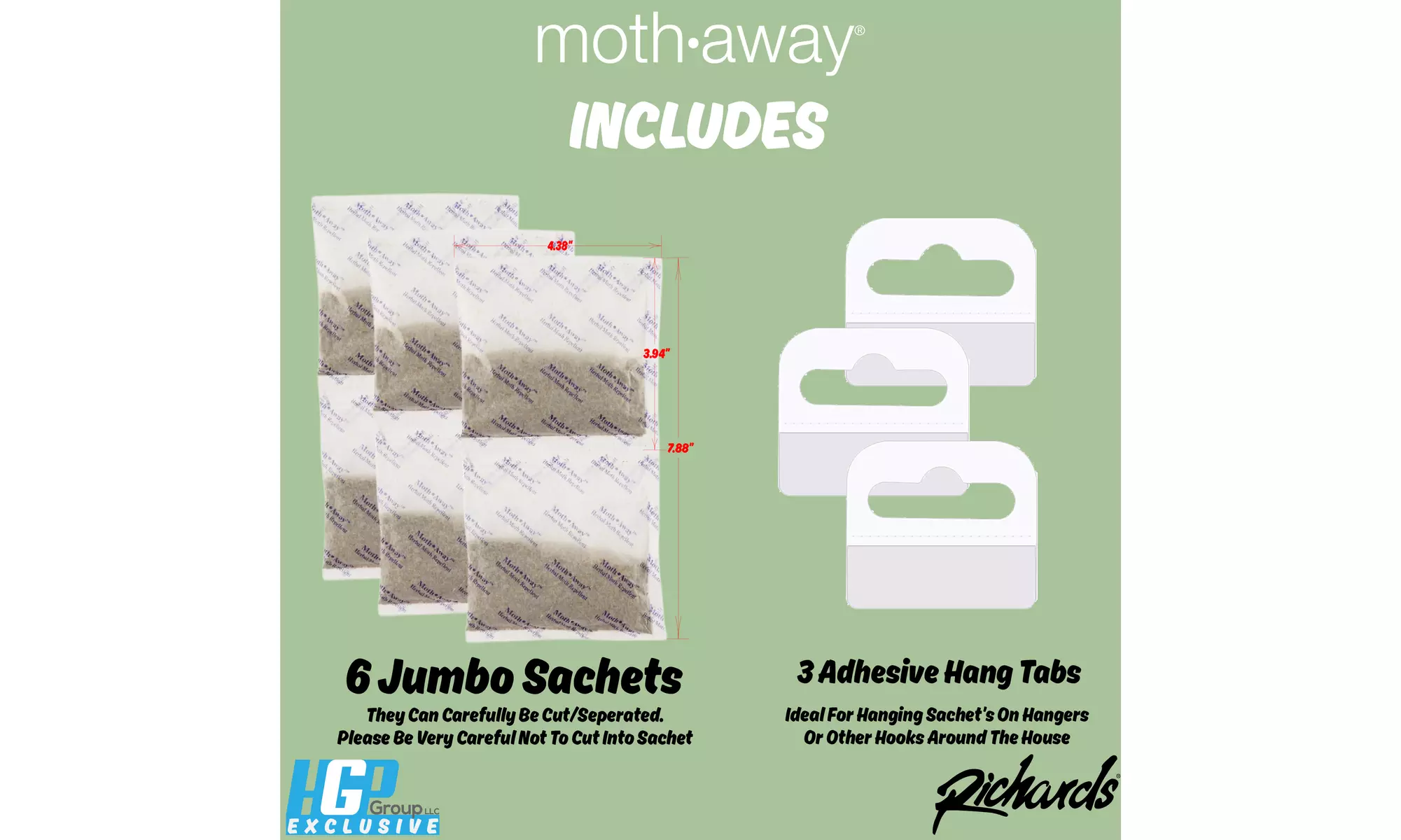 Moth Away All Natural Herbal Moth Repellent Sachets (Standard or Jumbo Sized)