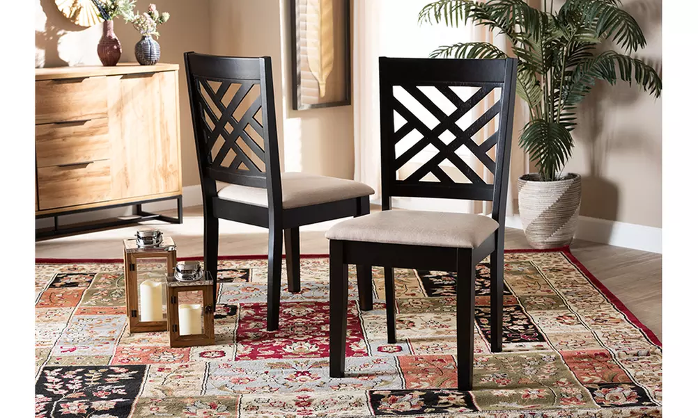 Caron Upholstered Espresso Brown Finished Wood 2-Piece Dining Chair Set - Primary Image