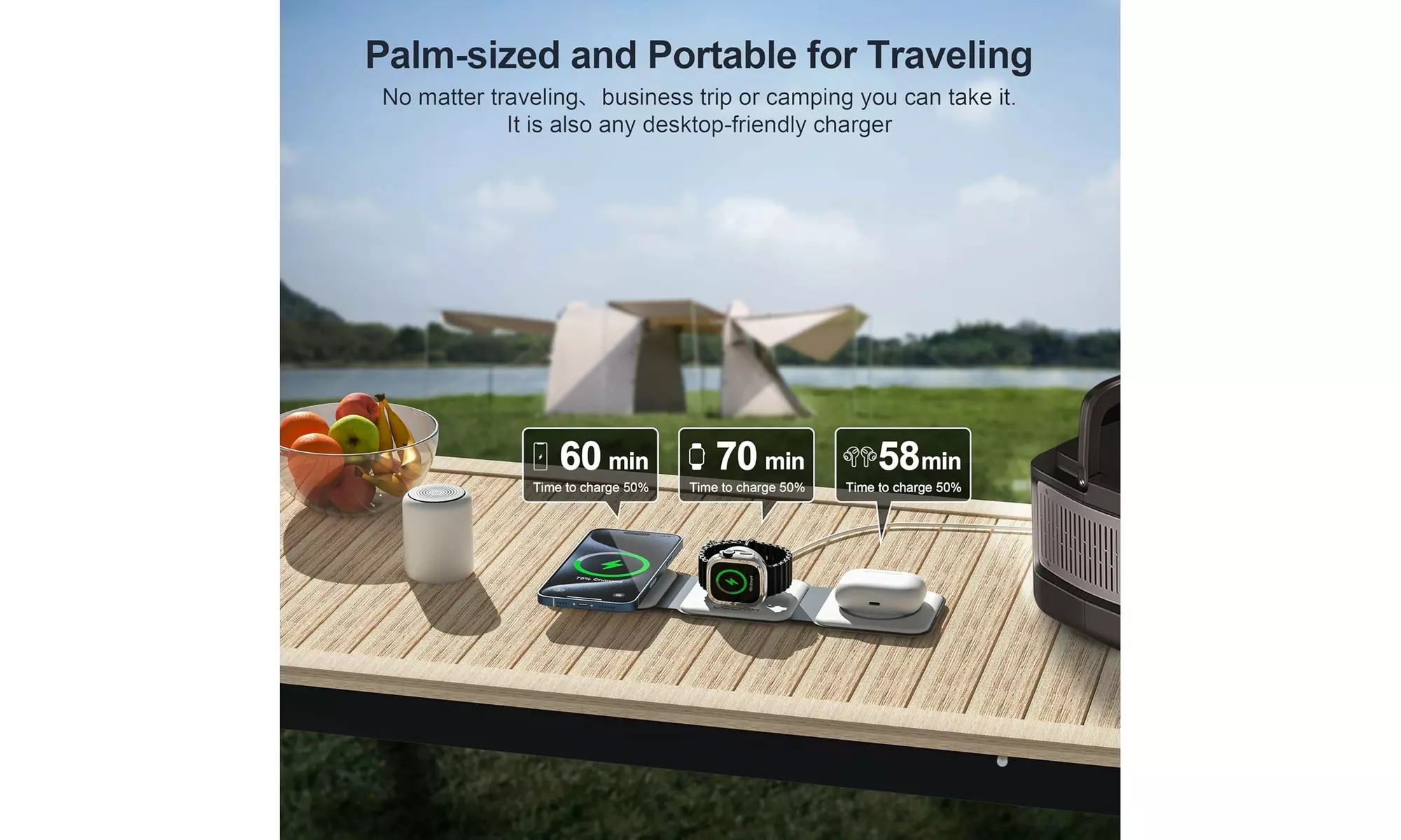 Foldable 3-in-1 Wireless Charging Station for Multiple Devices