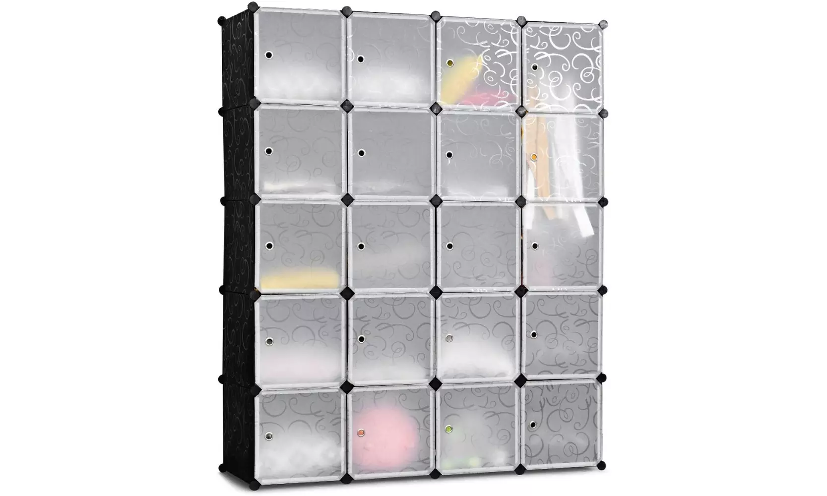 Stackable Plastic Cube Shelves Design 20 Cube Organizer Closet Cabinet w/Hanging - Second Medium