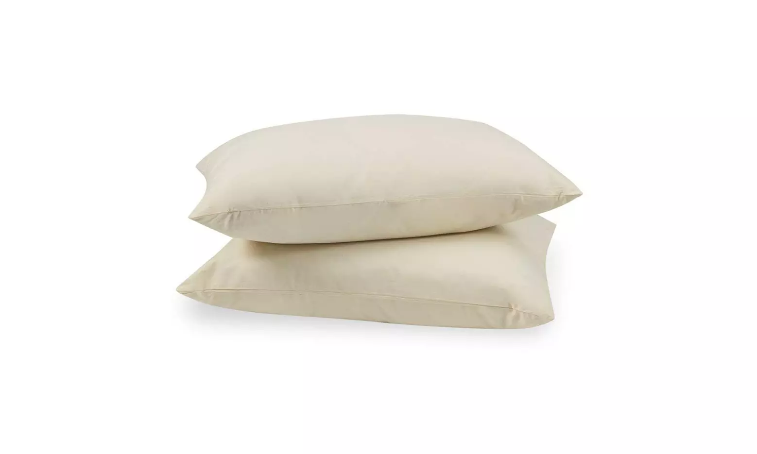  Zippered Pillow Protectors 100% Cotton, Soft & Quiet - Vanilla Color - 2 Pack - Primary Image