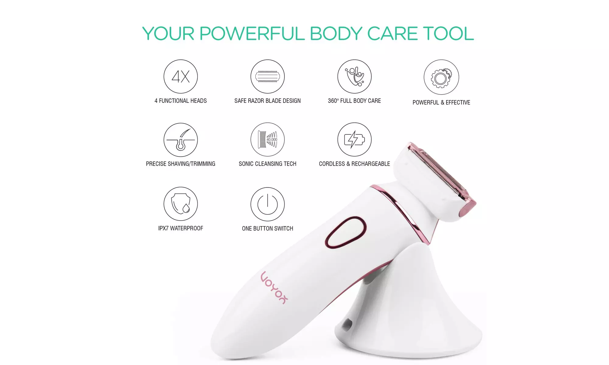 VOYOR Electric Razor for Women - Rechargeable Shaver (White) - NEW