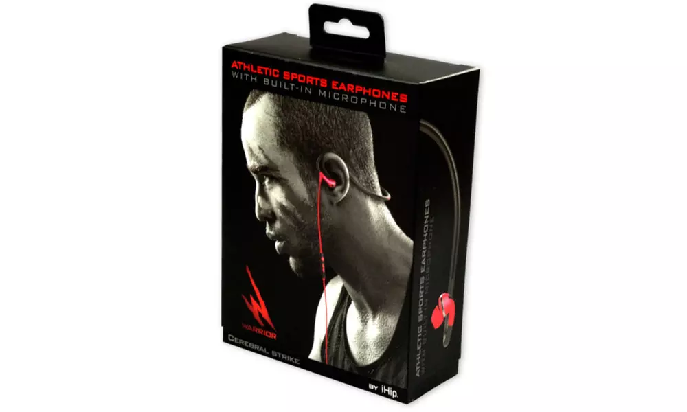 iHip Warrior Black/Red Sports Earphones with Built-in-Mic - Second Medium
