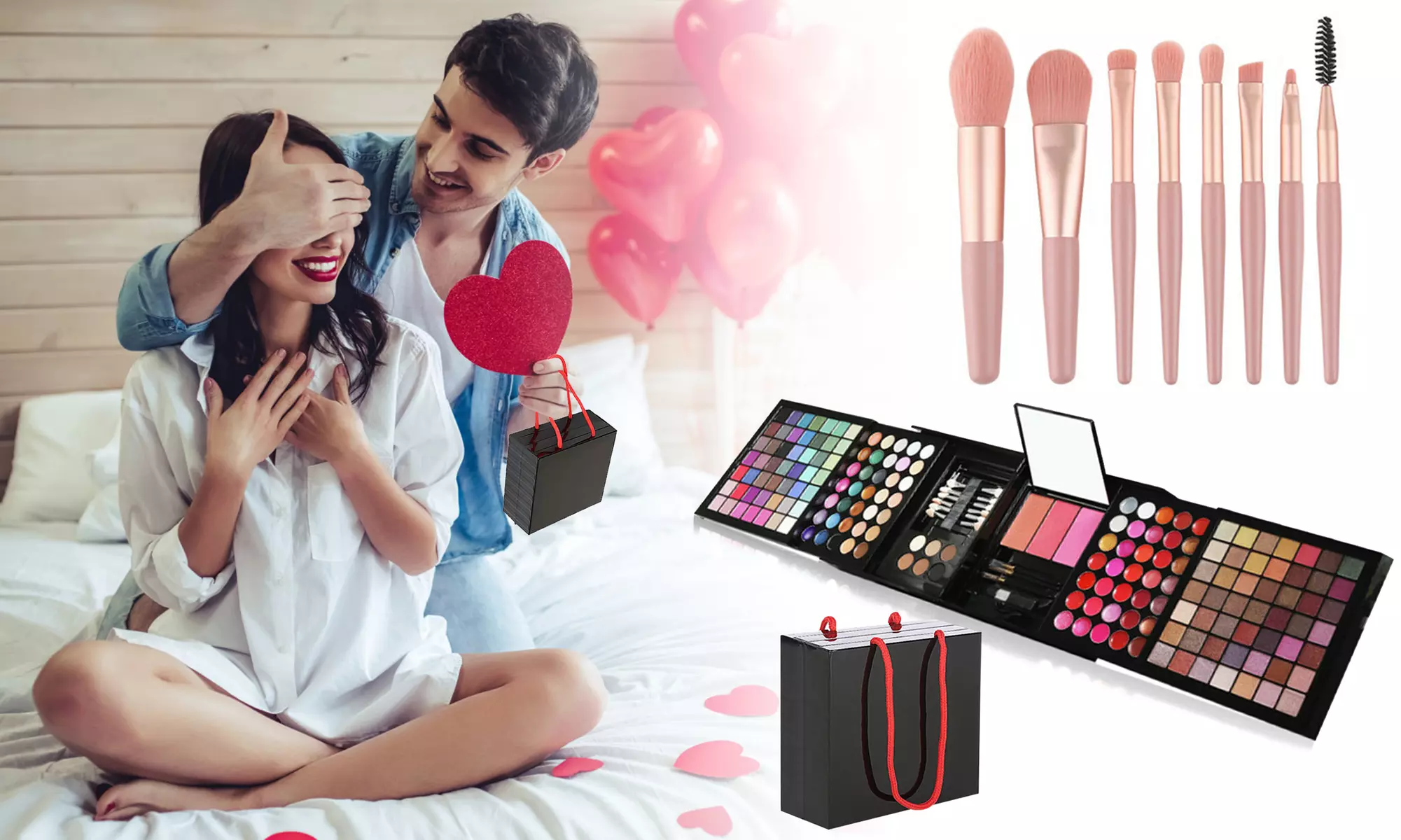 All In One Makeup Kit Eyeshadow Palette Blush Lip Gloss Set for Valentine Gift - Primary Image