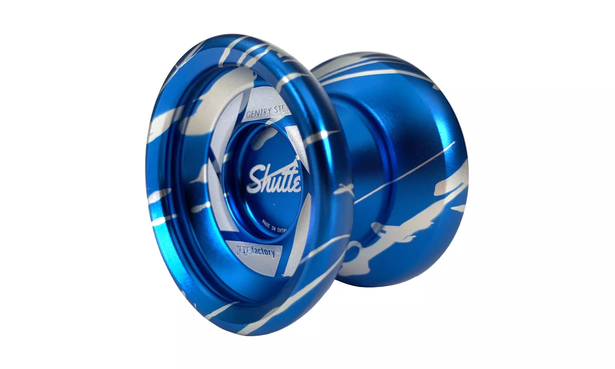 YoYoFactory Shutter Yoyo Color Blue w Silver Splash Gentry Stein Non-Responsive  - Primary Image