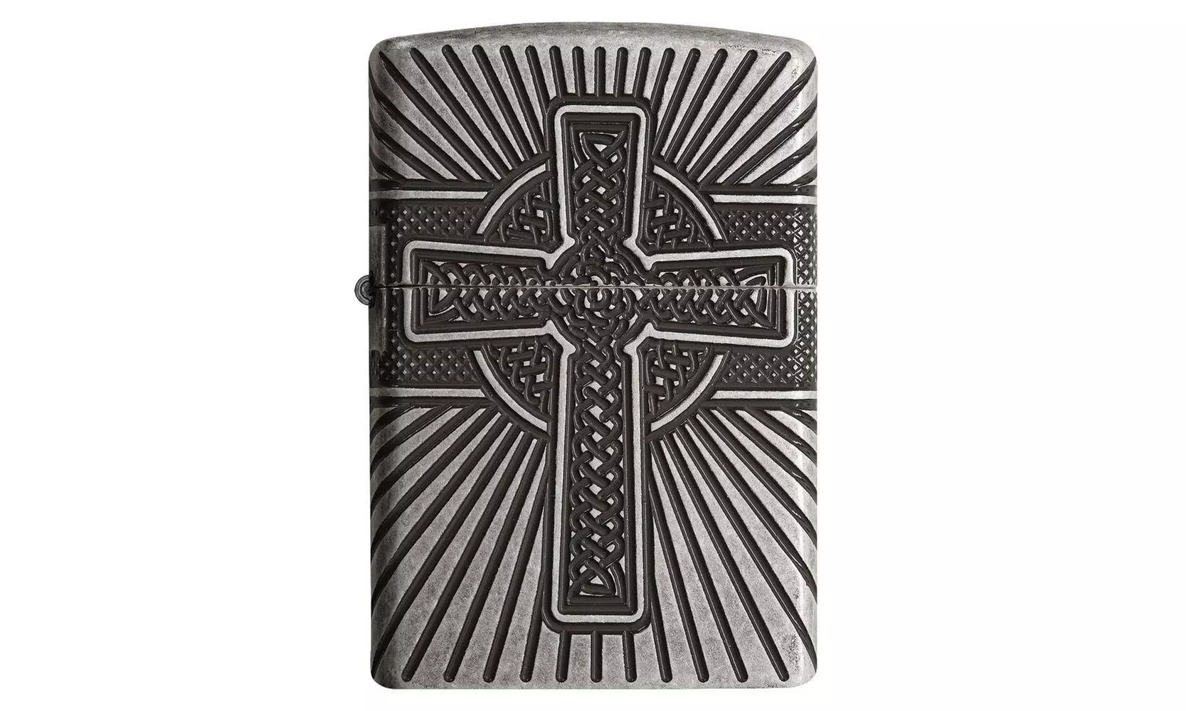 Zippo Armor Celtic Cross Design, Antique Silver Lighter, 360 Engraving  - Primary Image