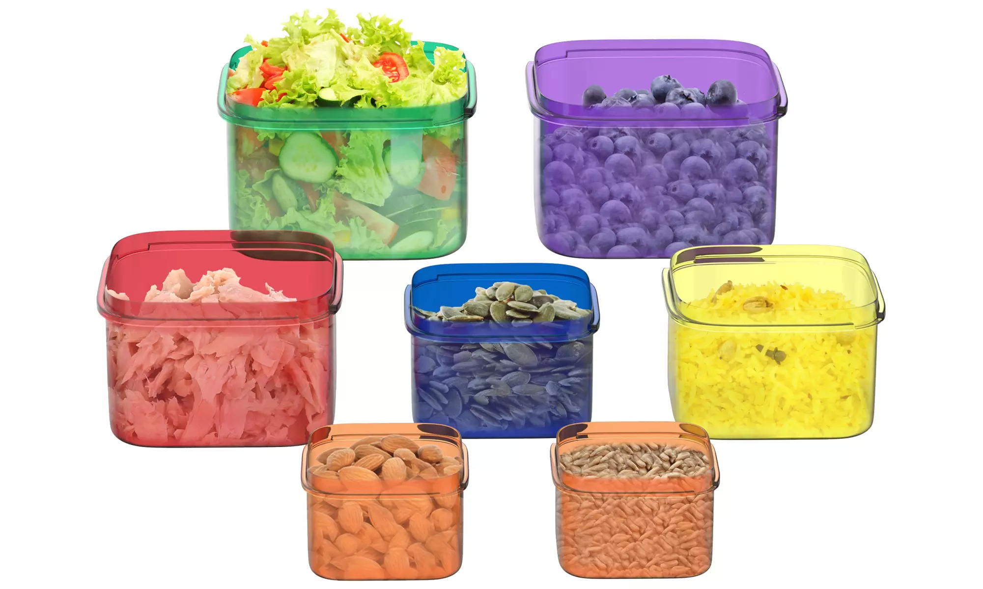 Color Coded Portion Control Containers by Classic Cuisine (7 Piece) - Second Medium